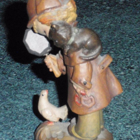 ANRI Inspector Detective Boy With Magnifying Glass & Cat Figurine Ferrandiz 3" - Picture 4 of 6